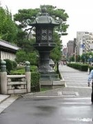 Stone lantern outside temple in Kyoto
